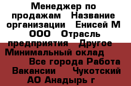 Менеджер по продажам › Название организации ­ Енисей-М, ООО › Отрасль предприятия ­ Другое › Минимальный оклад ­ 100 000 - Все города Работа » Вакансии   . Чукотский АО,Анадырь г.